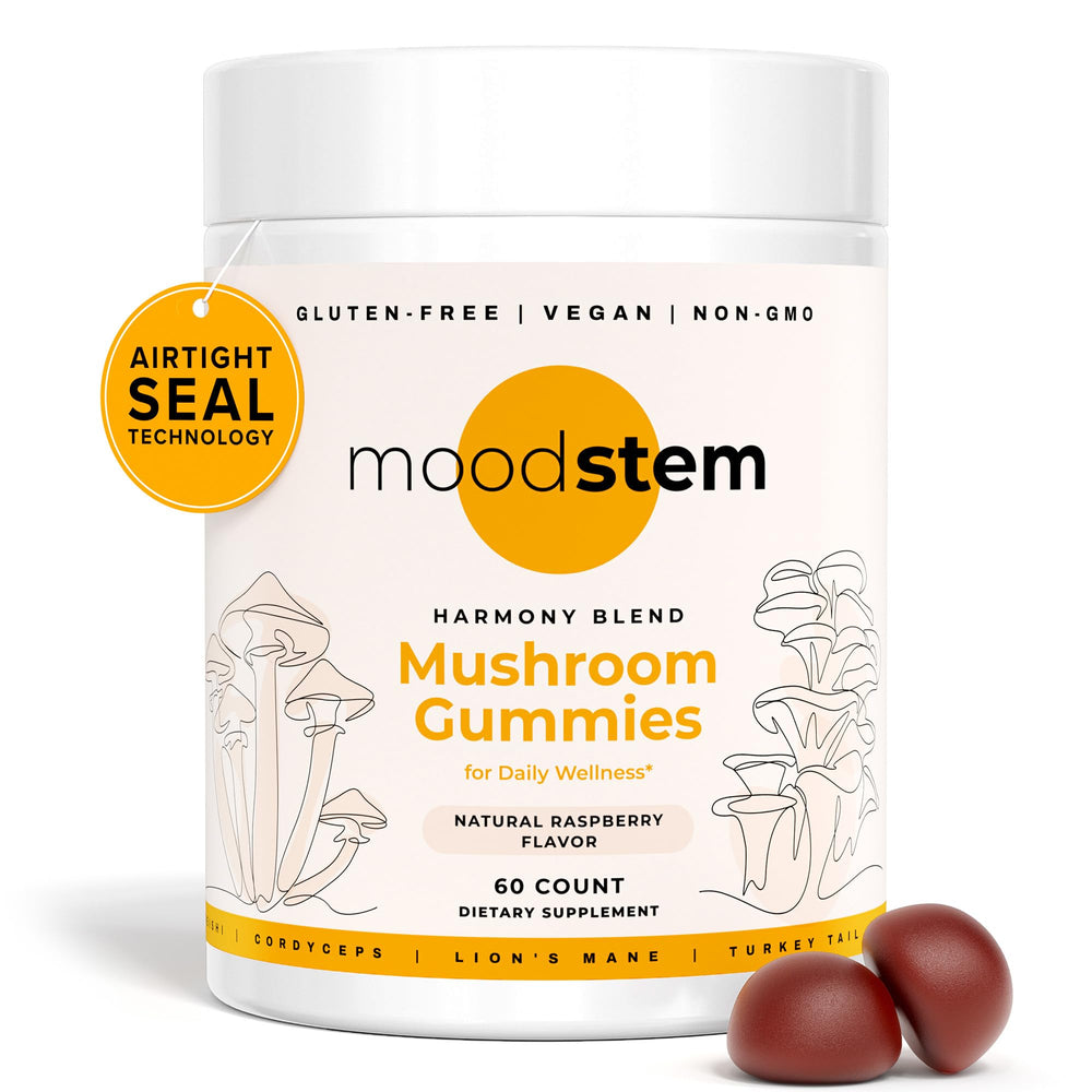Lifestyle scene showing daily supplement routine with Moodstem Gummies