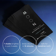 Dissolving strips opened showing strips for whitening