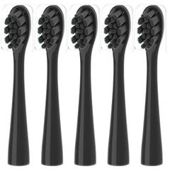 Moon Sonic Electric Toothbrush replacement heads 5-pack in black, front view