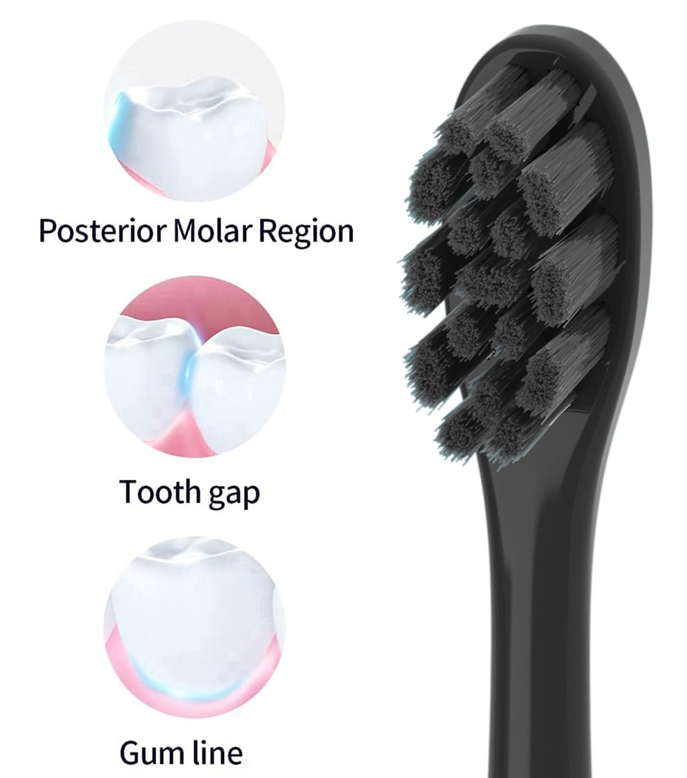 Charcoal bristles remove surface stains and brighten smile on Moon replacement heads