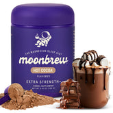 MoonBrew Nighttime Magnesium Hot Cocoa jar with scoop