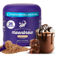 MoonBrew Nighttime Magnesium Hot Cocoa jar front label
