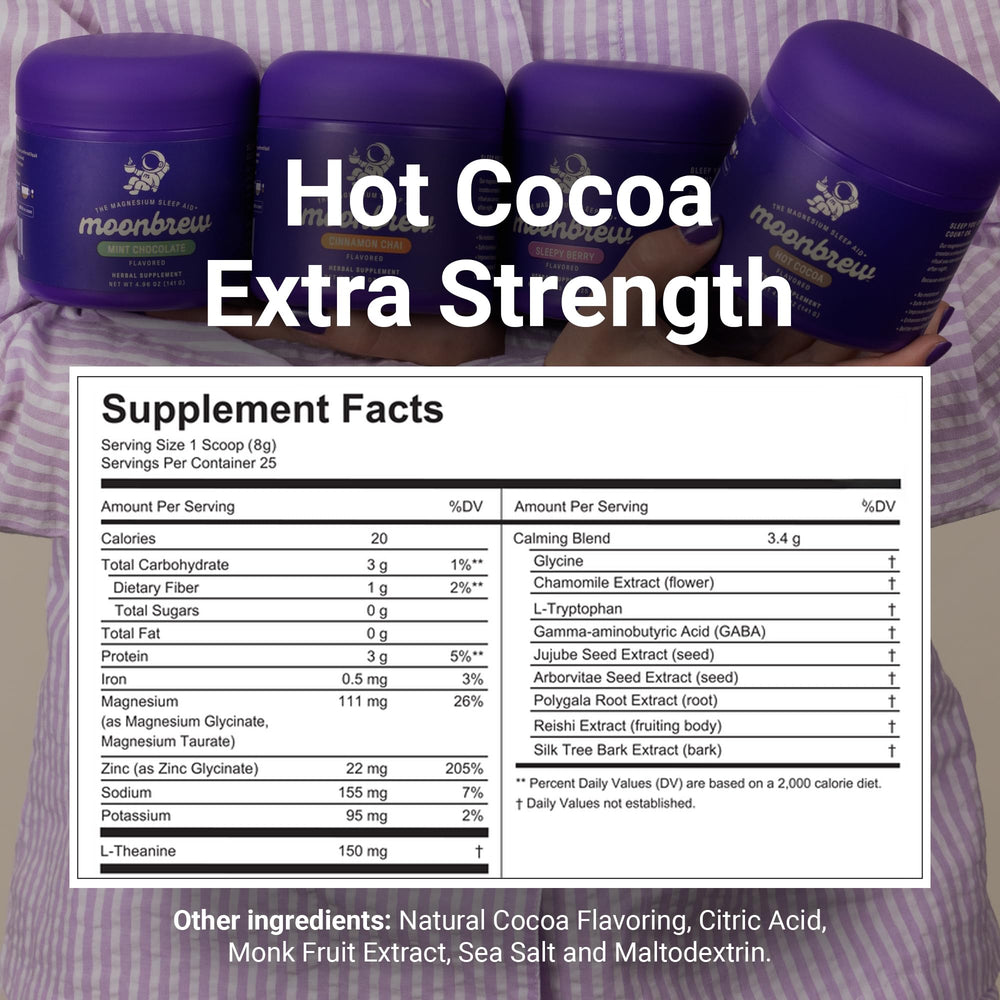 Close-up of ingredients: magnesium glycinate, GABA, L-theanine