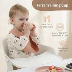 Open cup to develop advanced oral coordination and self-feeding
