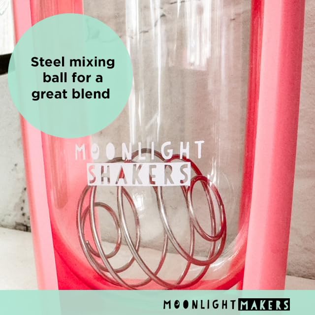 Moonlight Makers steel whisk ball included for silky protein shakes and pre-workout mixes