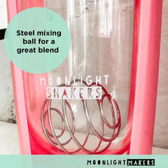 Moonlight Makers steel whisk ball included for silky protein shakes and pre-workout mixes