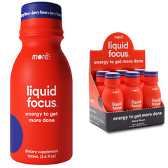 More Labs Liquid Focus bottle on a desk for sharper study focus.