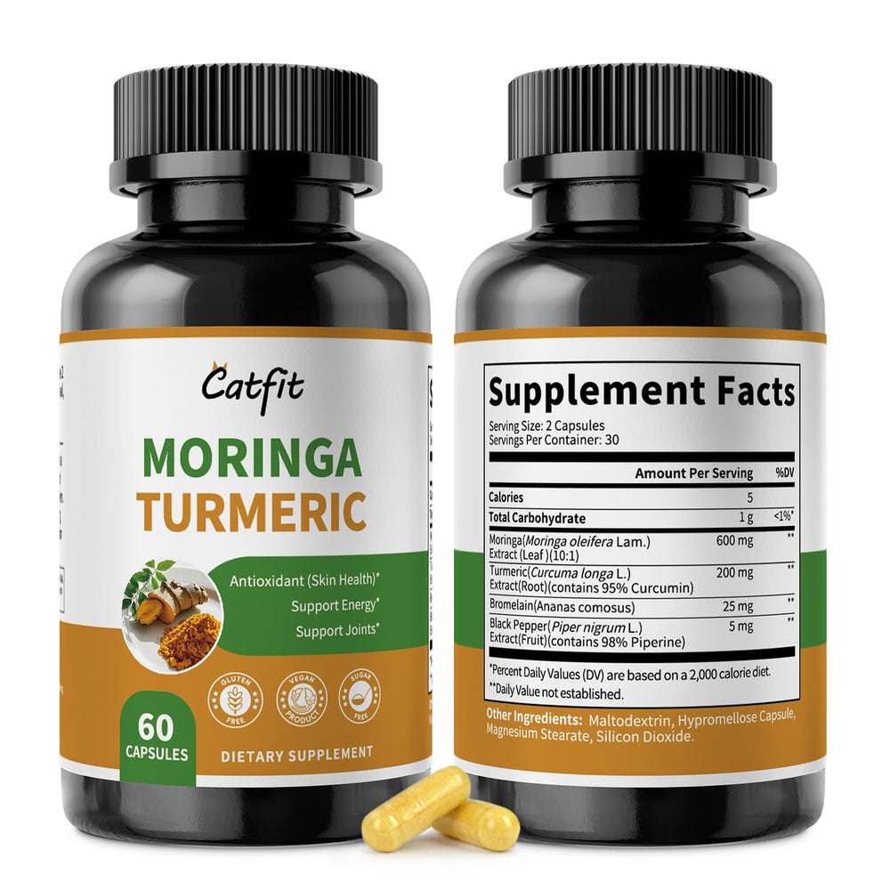 Front view of 2-pack Moringa Capsules bottle set