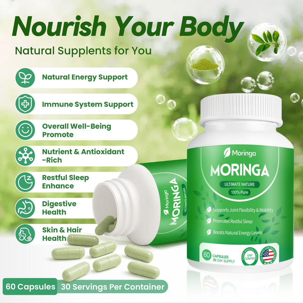60-count vegan moringa capsules bottle