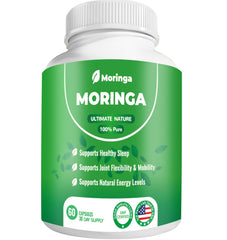 Moringa Capsules bottle with 60 vegan capsules – 800mg per capsule