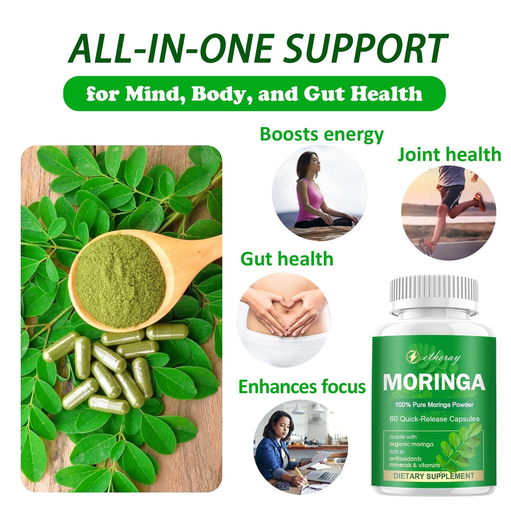Close-up of Moringa 800mg capsules