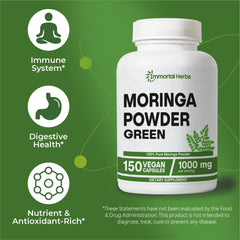 Ingredients label for Immortal Herbs Moringa Capsules