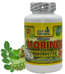 LO+NATURAL Moringa Capsules Reinforced with Soursop bottle, 60 capsules, 1000 mg each