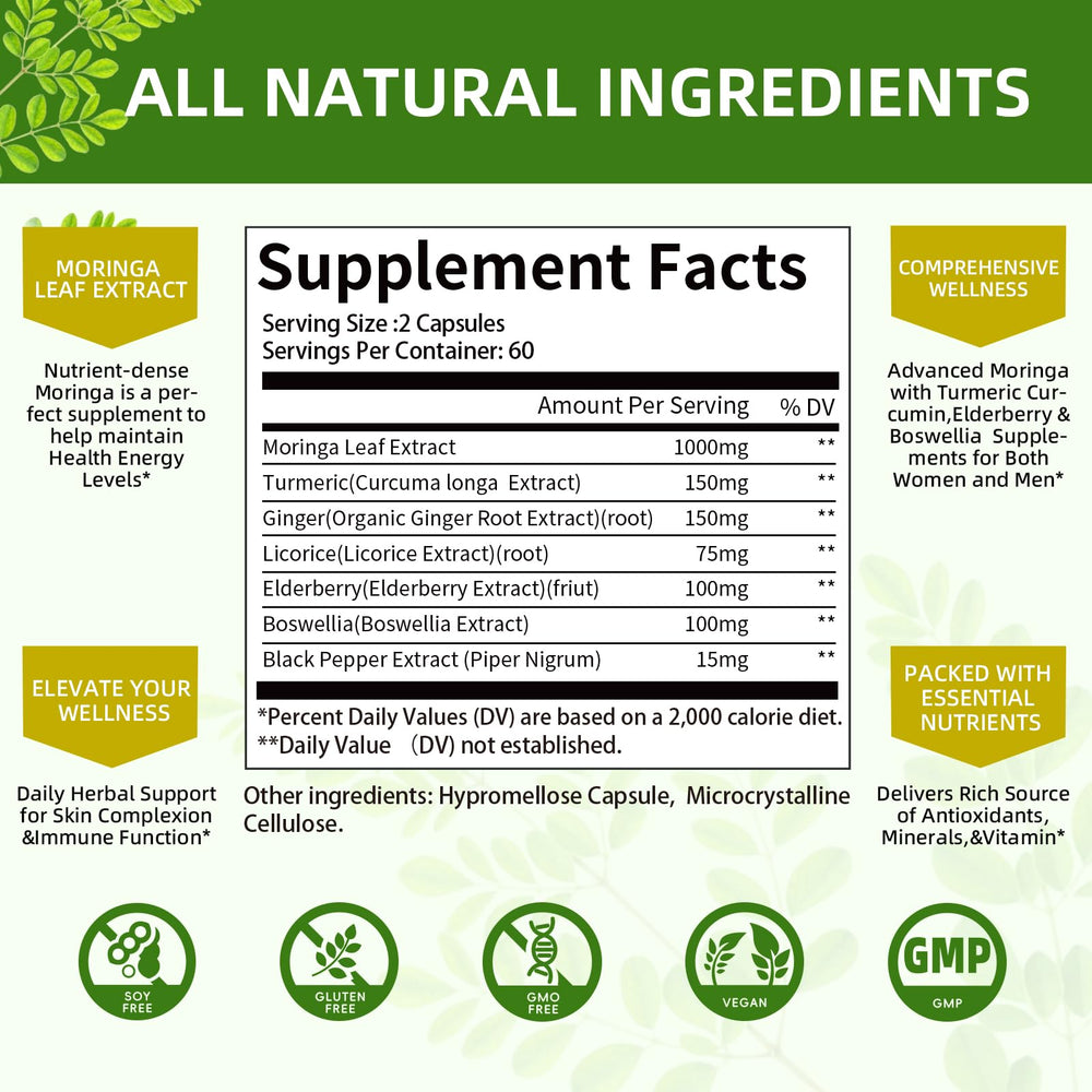 Vegan capsules and natural ingredients label