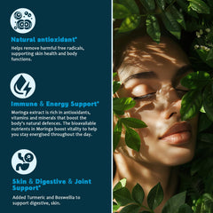 Close-up of the Moringa drops bottle label showing 1 fl oz