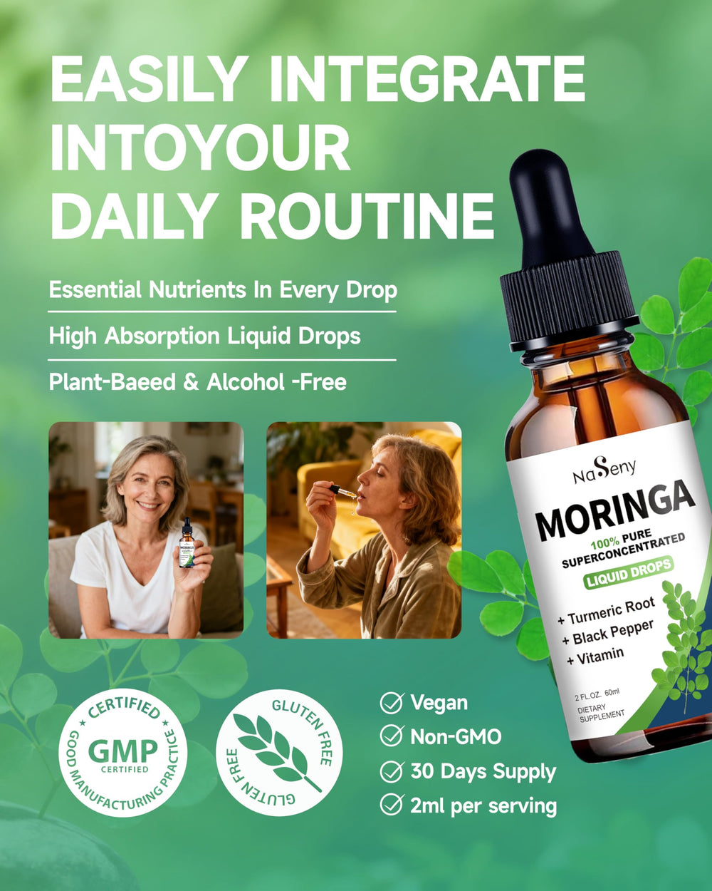 Vegan, non-GMO, allergen-free certification imagery