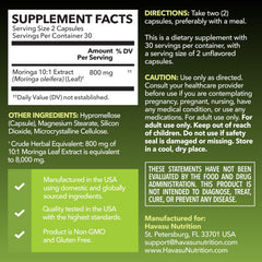 Close-up of moringa leaf extract 10:1 and 800mg per serving