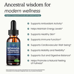 Close-up of moringa leaf extract bottle and dropper