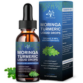 Front label of the 1 oz bottle with product name (2 Pack) Organic Moringa Leaf Extract Drops 1000 mg