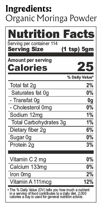 Close-up of moringa leaf powder in resealable bag