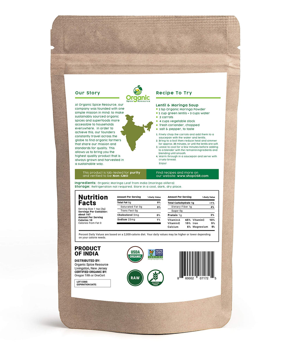 Close-up view of Moringa Oleifera powder