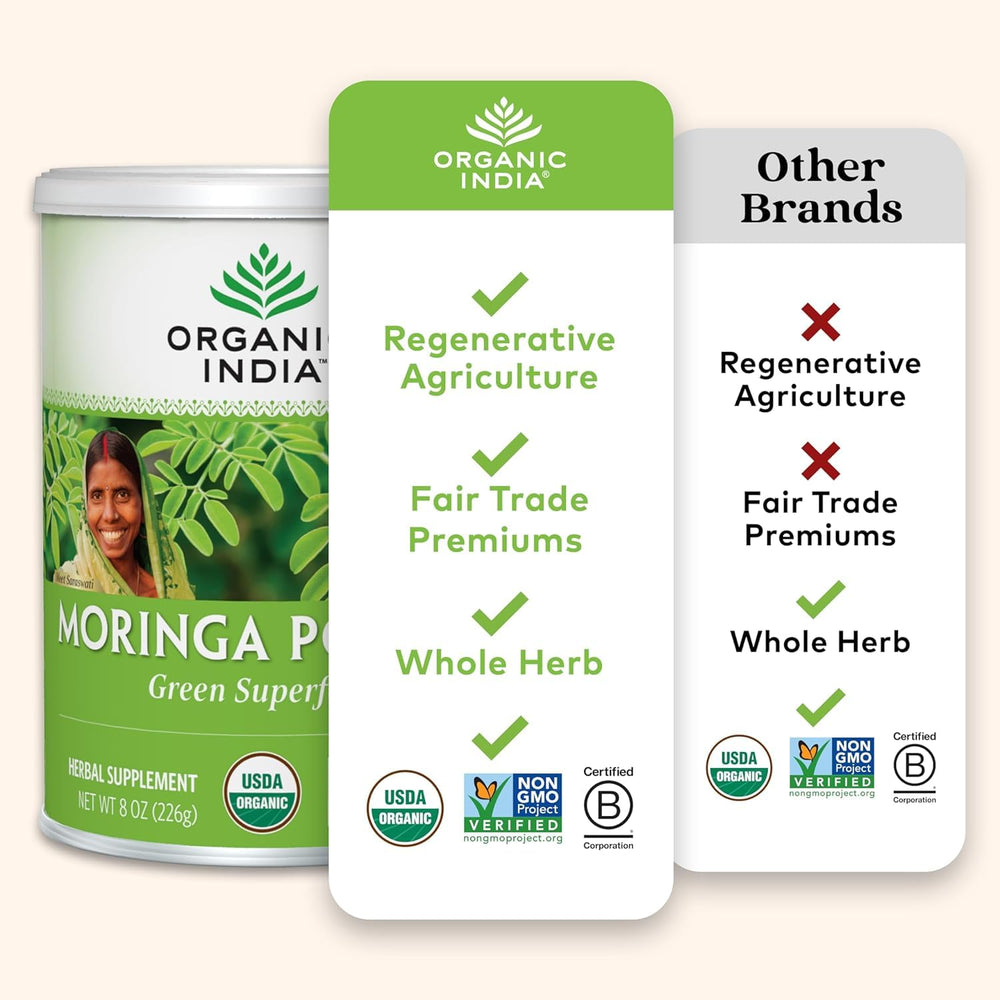 Nutrient-dense moringa powder with vitamins and minerals