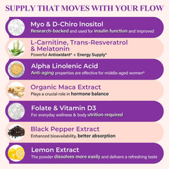 Woman adding Morivex powder to nighttime routine for hormonal support