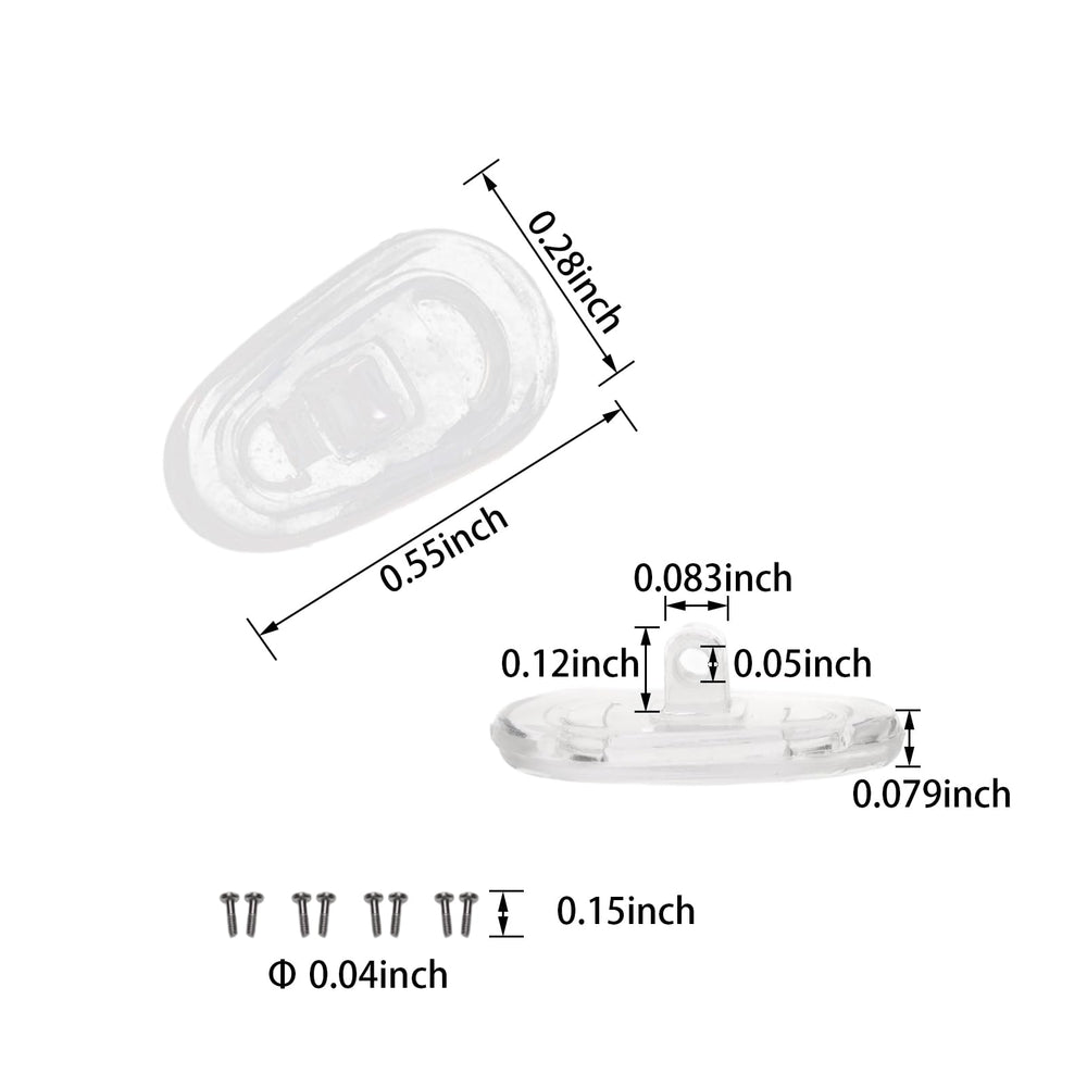 Close-up of 7x14mm clear silicone nose pad with screw
