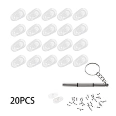 Screw-in nose pad components for eyeglasses with micro screwdriver
