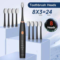 Smart timer with 30-second quadrant pauses to guide brushing