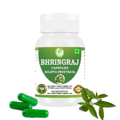 Front view of Morsan Healthcare Bhringraj Capsules bottle with label