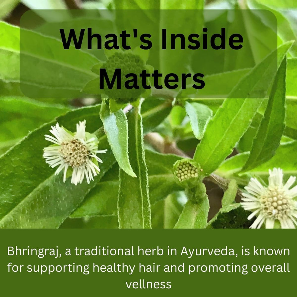 Close-up of Bhringraj capsules in a vegetarian shell