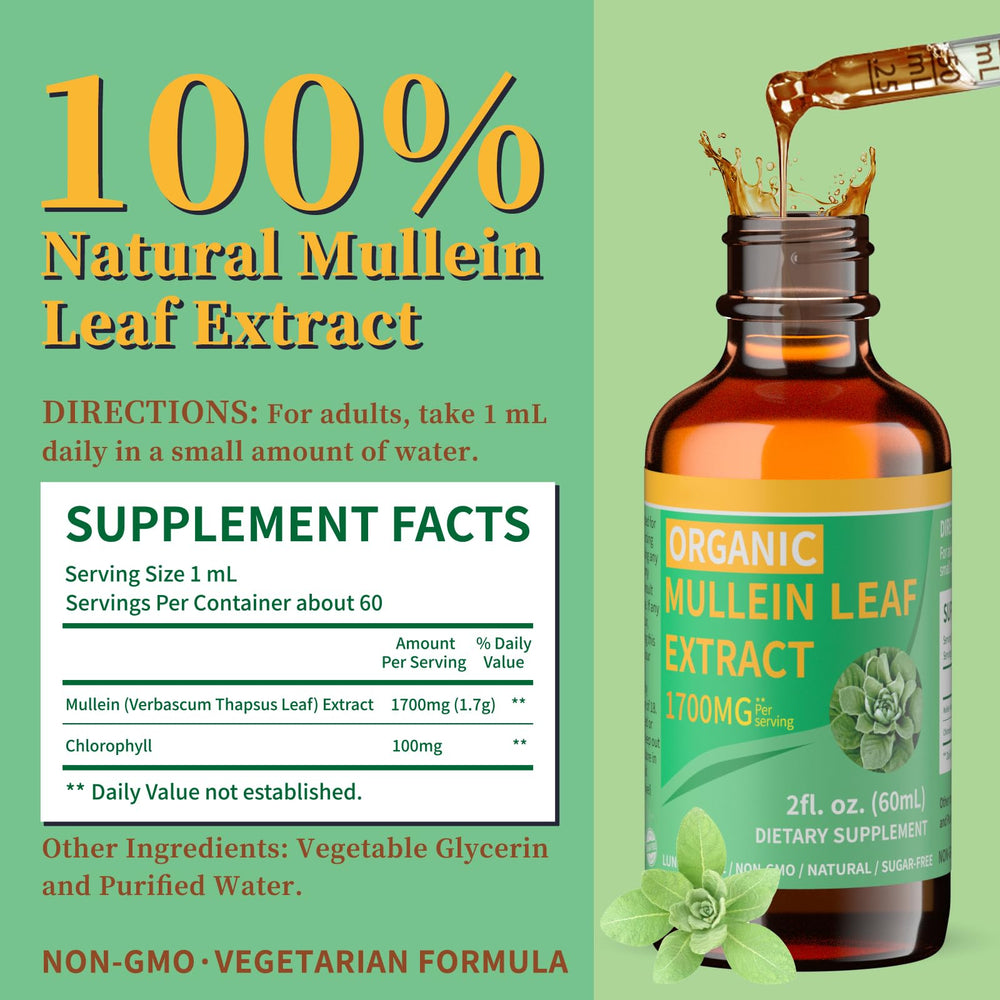 Front view of Mosslly 1700mg Mullein Drops packaging