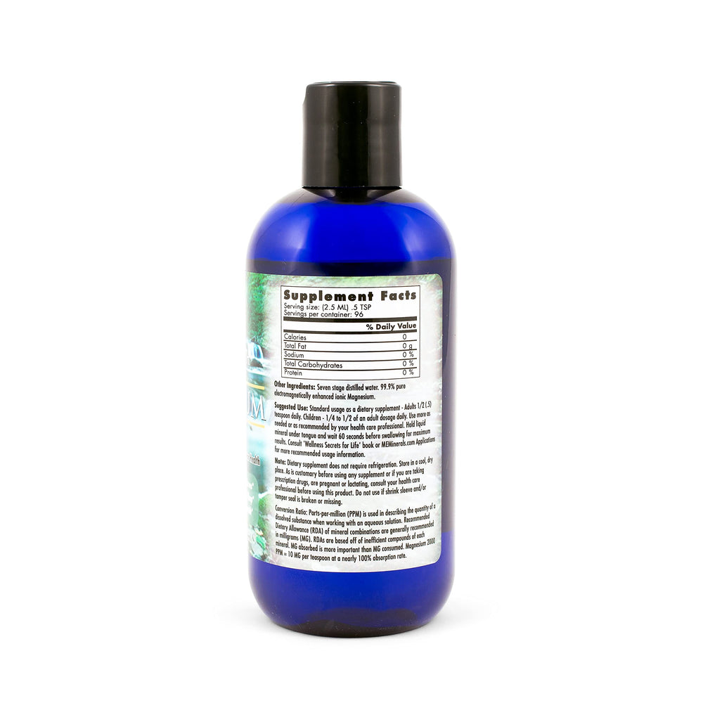 Close-up of Magnesium label showing ionic and water-soluble features