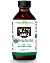 Front view of Mother Nature USDA Organic Black Seed Oil 16oz bottle