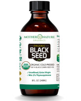 Mother Nature Organic Black Seed Oil 8oz glass bottle hero image