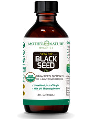 Mother Nature Organic Black Seed Oil 8oz glass bottle hero image