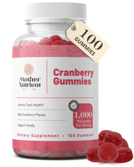 Bottle of Mother Nutrient Cranberry Gummies for Women and Kids with 1000mg cranberry extract