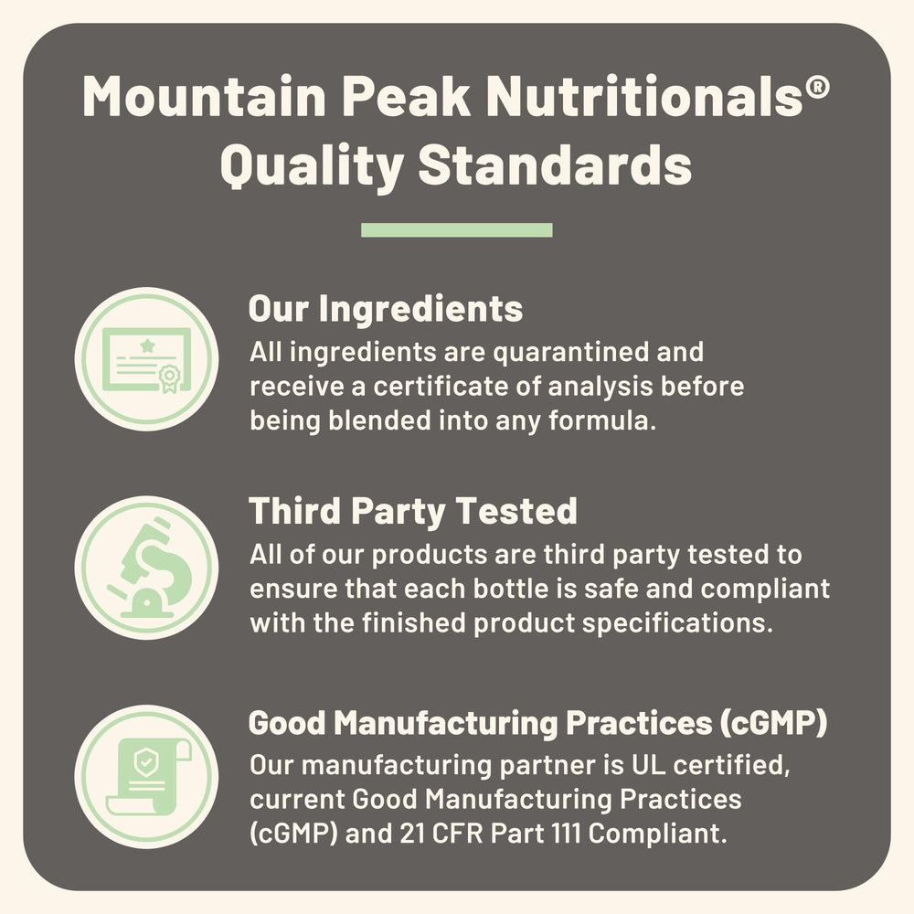 Mountain Peak Nutritionals brand mission and commitment to quality