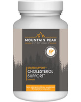 Bottle of Mountain Peak Nutritionals Cholesterol Support Supplement (90 vegetarian capsules).