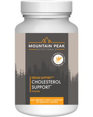 Bottle of Mountain Peak Nutritionals Cholesterol Support Supplement (90 vegetarian capsules).