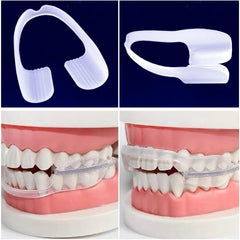 Disposable mouth guard being worn