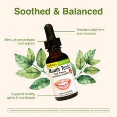 Mouth Tonic bottle with serving size information (approx 230 servings)