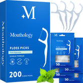 Mouthology Biodegradable Floss Picks Mint Flavor 200 Pack packaging
