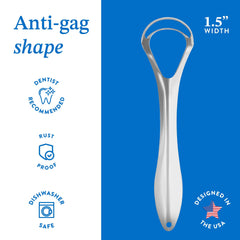 Product demonstrating thorough tongue cleaning to reduce bad breath.