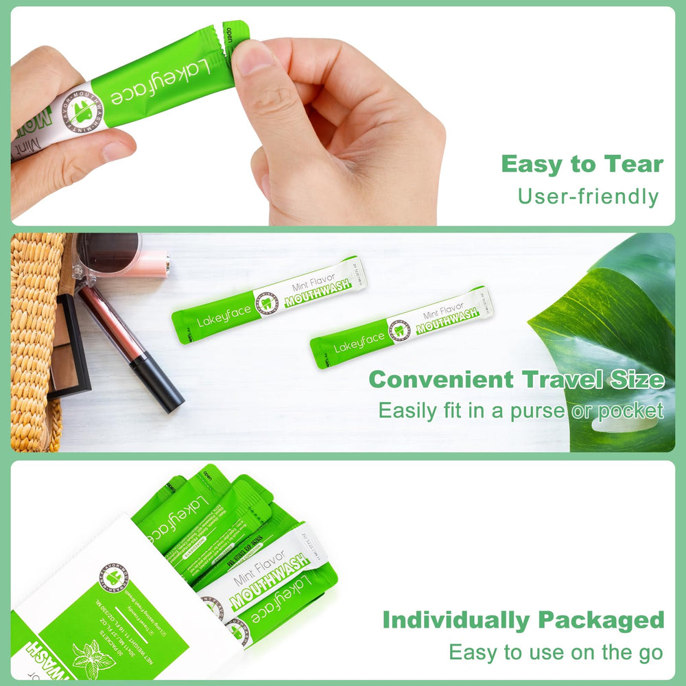 Bulk travel mouthwash packets in mint flavor for adults