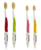 MOUTHWATCHERS family pack with two adult toothbrushes and two kids brushes in assorted colors