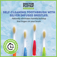 Dr. Plotka's branding on pink MOUTHWATCHERS toothbrushes