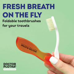 Side view of MOUTHWATCHERS 2-pack red toothbrush with built-in floss