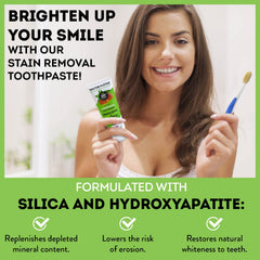 Two tubes of MouthWatchers toothpaste on display